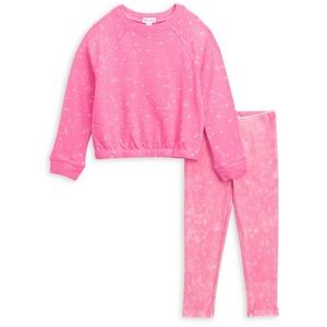 Splendid bleach splatter baby girl sweatshirt and leggings set
